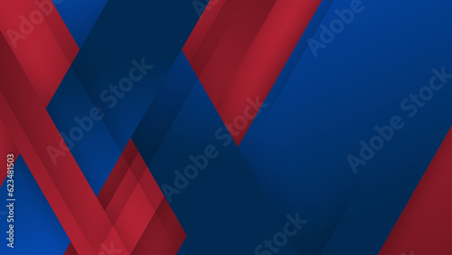 Abstract red gradient geometric with stripe line on blue background. modern futuristic sport and technology banner concept.