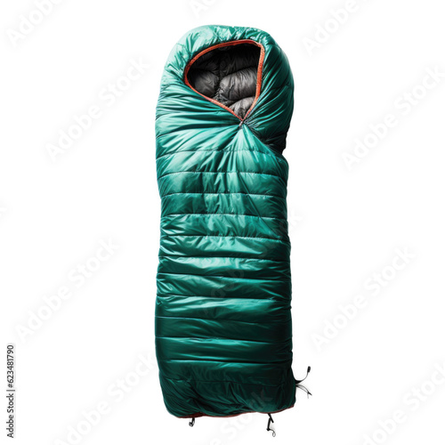 Sleeping bag isolated on transparent background. Generative AI