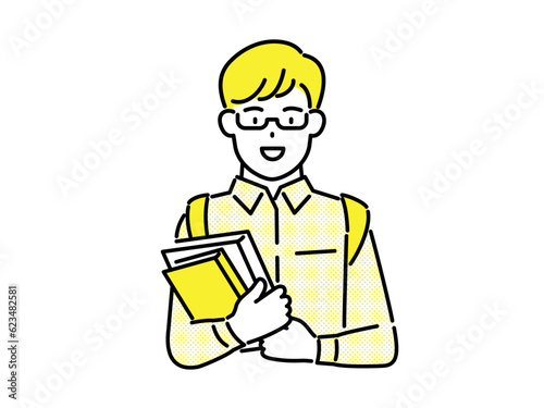 Smiling student holding a book