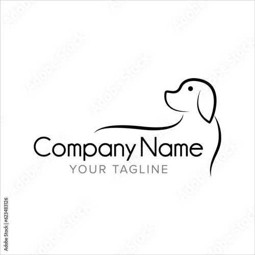 Dog line art logo design. Simple minimal animal logo illustration vector.