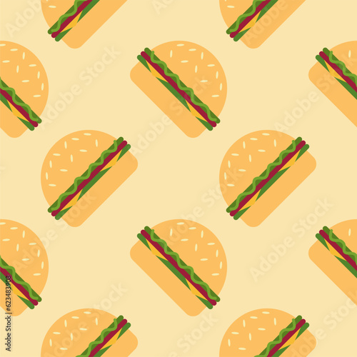 hamburger seamless pattern flat design vector illustration