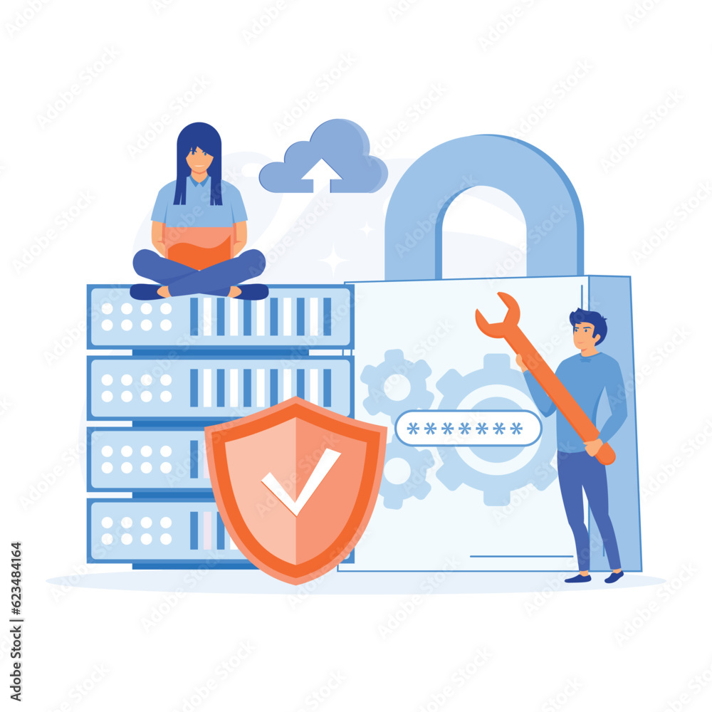 database security hacker attack concept. hackers stealing personal data ...