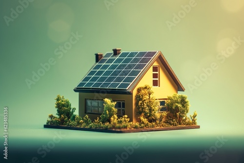 Small house built with solar panels