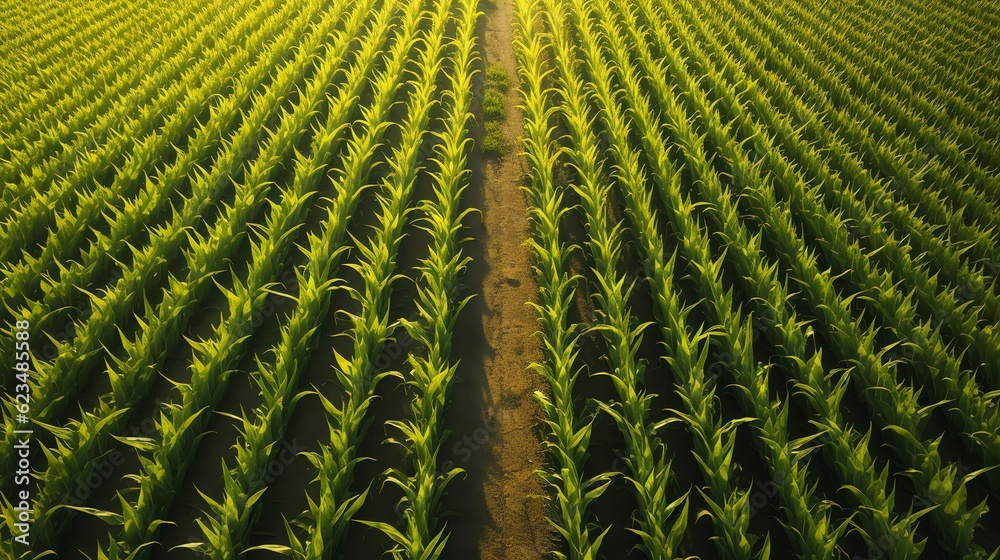 Fototapeta premium Corn field for background, illustration for product presentation and template design.