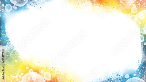 Drawn watercolor decorative yellow blue background with chaotic spatter spots.