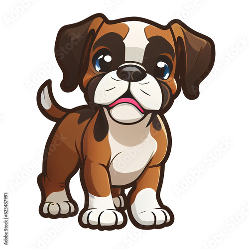 Cute little Cartoon Boxer Puppy  AI Generated