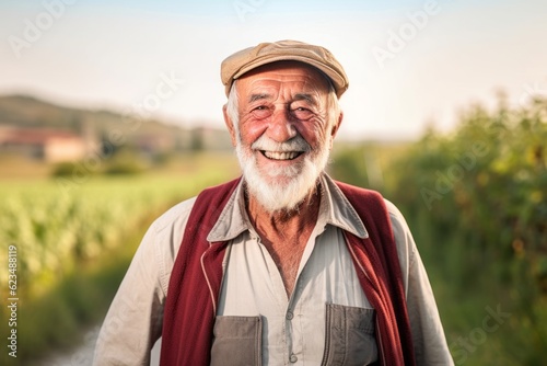 Wallpaper Mural Environmental portrait photography of a happy old man wearing a cool cap or hat against a picturesque countryside background. With generative AI technology Torontodigital.ca