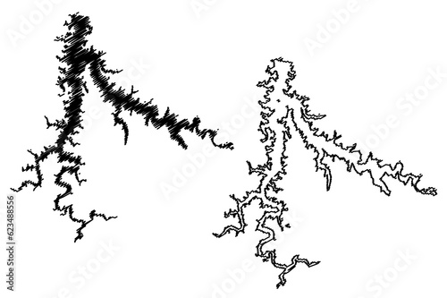 Lake Stockton Reservoir (United States of America, North America, us, usa, Missouri) map vector illustration, scribble sketch Stockton Dam map