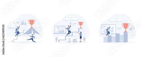 creating business for success, motivation to reach new goal, Inspiration for success, set flat vector modern illustration