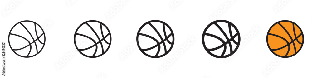 Basketball ball icons set. Basketball ball isolated icon. Black basketball symbols. Vector illustration. Vector Graphic. EPS 10