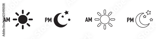 Obraz na plátně AM and PM symbol icon illustration