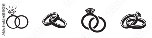 Fotobehang Wedding Ring With Diamond icon vector