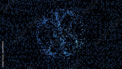 Binary code background. 4K video animation 3d render.