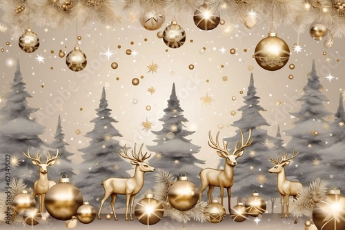 Merry Christmas, luxury, holiday, banner, empty, gold, ball