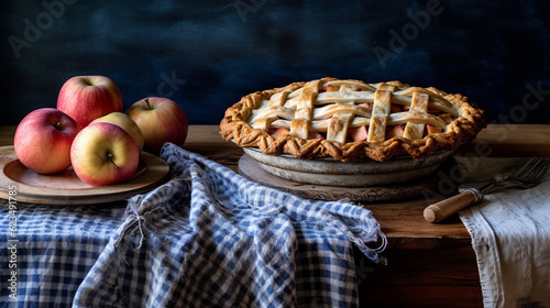apple pie with cinnamon HD 8K wallpaper Stock Photographic Image
