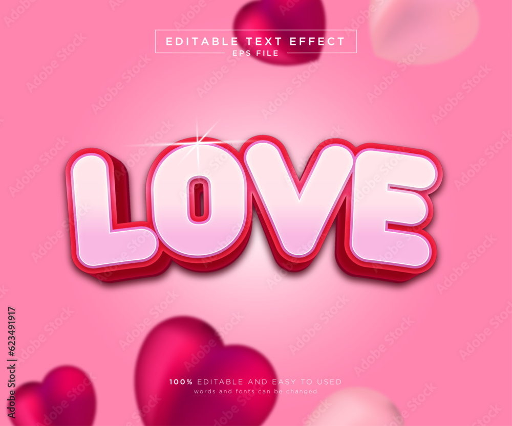 Love romantic text effect with graphic style and editable.