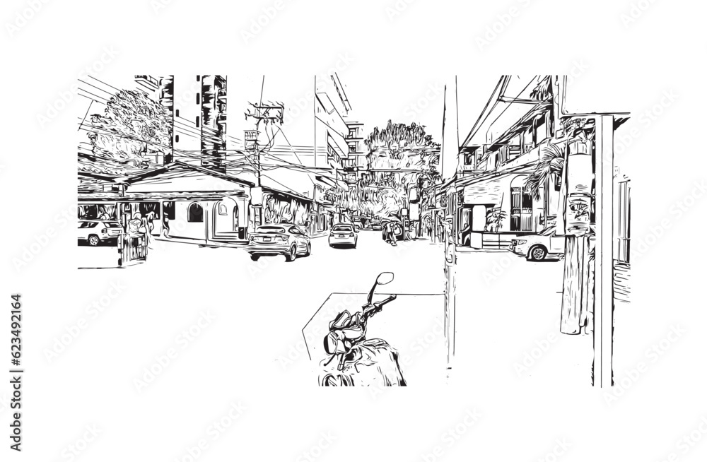 Building view with landmark of Puerto Vallarta
city in Mexico. Hand drawn sketch illustration in vector. Building view with landmark of Puerto Vallarta
city in Mexico. Hand drawn sketch illustration in vector.