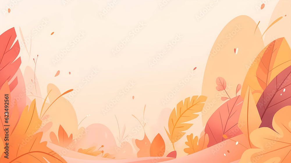 Fototapeta premium Hand-painted cartoon autumn style background material