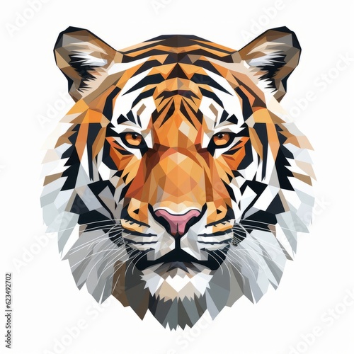 a tiger s face composed of geometric shapes