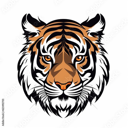 a close-up view of a tiger s head on a white background