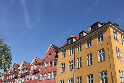 The pastel colors of the characteristic buildings of Copenhagen photo