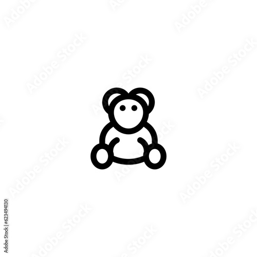 Doll cute bear outline style icon and illustration - vector