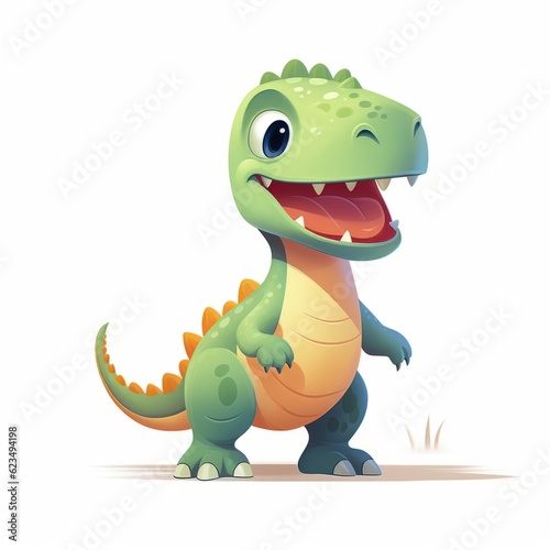 a cheerful cartoon dinosaur with a big smile © LUPACO IMAGES
