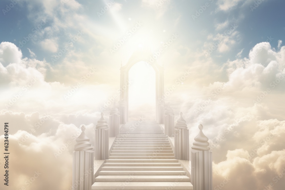 The ladder or the way to heaven, the concept of enlightenment and spirituality. 