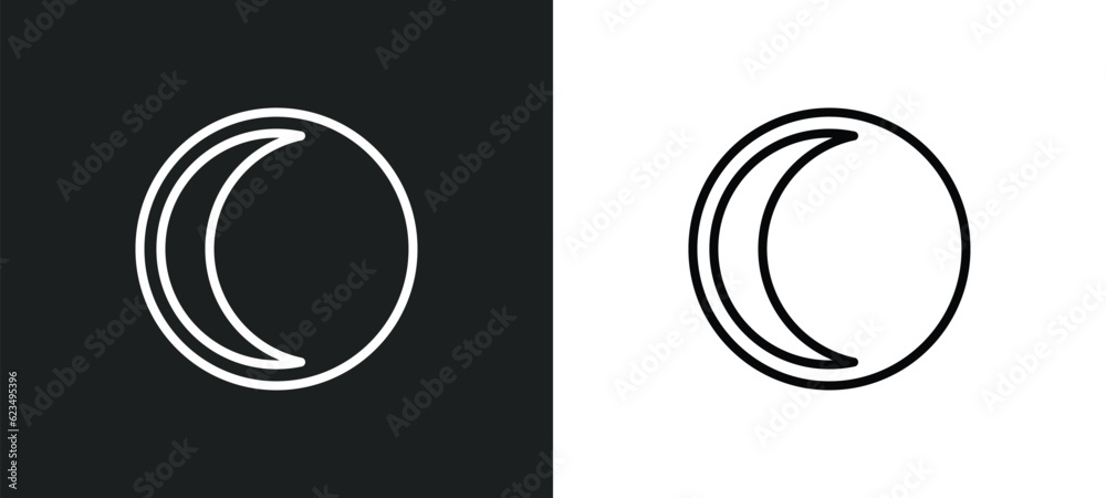 waning moon icon isolated in white and black colors. waning moon outline vector icon from weather collection for web, mobile apps and ui. waning moon icon isolated in white and black colors. waning moon outline vector icon from weather collection for web, mobile apps and ui.