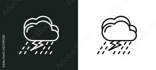 thunderstorm icon isolated in white and black colors. thunderstorm outline vector icon from weather collection for web, mobile apps and ui.