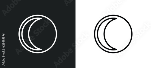 waning moon icon isolated in white and black colors. waning moon outline vector icon from weather collection for web, mobile apps and ui.