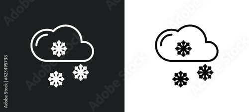 snowy icon isolated in white and black colors. snowy outline vector icon from weather collection for web, mobile apps and ui.