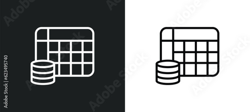 table for data icon isolated in white and black colors. table for data outline vector icon from user interface collection for web, mobile apps and ui.