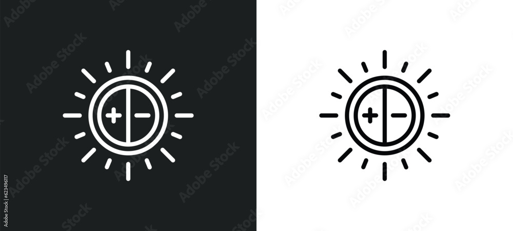 brightness icon isolated in white and black colors. brightness outline vector icon from user interface collection for web, mobile apps and ui. brightness icon isolated in white and black colors. brightness outline vector icon from user interface collection for web, mobile apps and ui.