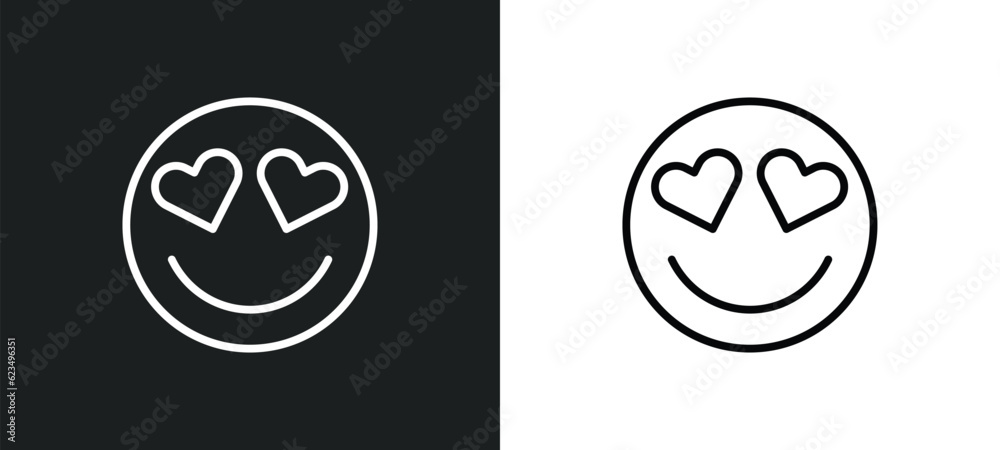 in love smile icon isolated in white and black colors. in love smile outline vector icon from user interface collection for web, mobile apps and ui.