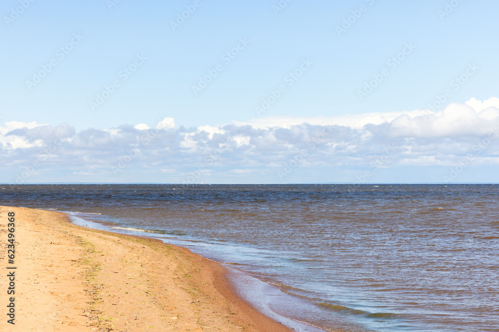 Baltic sea coast. Natural landscape with sand and shore water