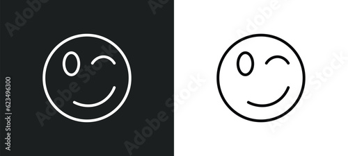 wink smile icon isolated in white and black colors. wink smile outline vector icon from user interface collection for web, mobile apps and ui.