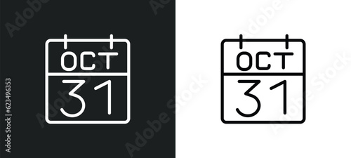 octuber 31 icon isolated in white and black colors. octuber 31 outline vector icon from user interface collection for web, mobile apps and ui.