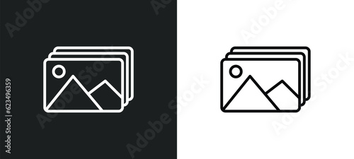photo album icon isolated in white and black colors. photo album outline vector icon from user interface collection for web, mobile apps and ui.