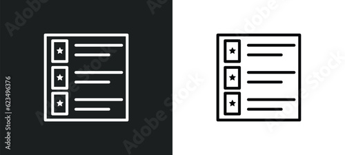 film list icon isolated in white and black colors. film list outline vector icon from user interface collection for web, mobile apps and ui.