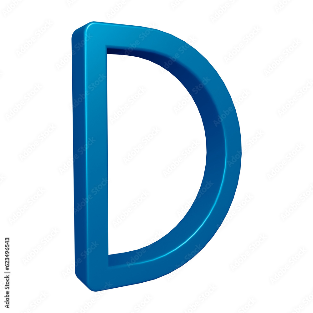 3D blue alphabet letter d for education and text concept 3D blue alphabet letter d for education and text concept