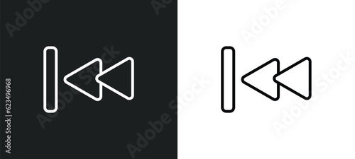 backward track icon isolated in white and black colors. backward track outline vector icon from user interface collection for web, mobile apps and ui.