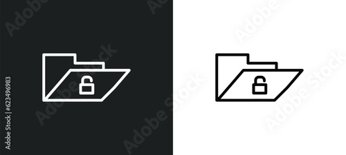 unlock folder icon isolated in white and black colors. unlock folder outline vector icon from user interface collection for web, mobile apps and ui.