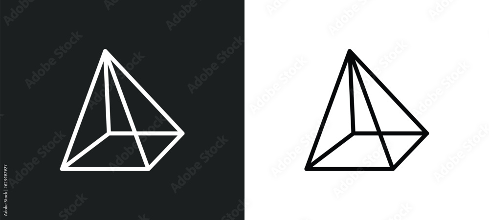 triangular pyramid icon isolated in white and black colors. triangular pyramid outline vector icon from user interface collection for web, mobile apps and ui. triangular pyramid icon isolated in white and black colors. triangular pyramid outline vector icon from user interface collection for web, mobile apps and ui.