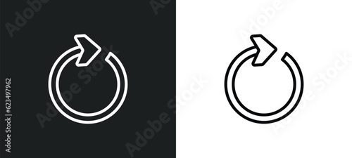 clockwise drawn arrow icon isolated in white and black colors. clockwise drawn arrow outline vector icon from user interface collection for web, mobile apps and ui. photo