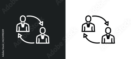 job transition icon isolated in white and black colors. job transition outline vector icon from user interface collection for web, mobile apps and ui.