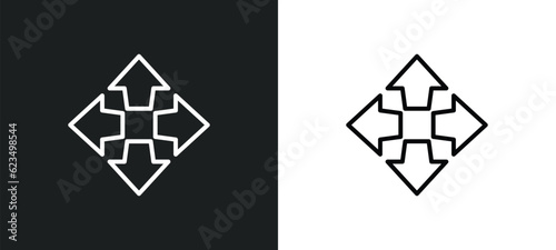 four expand arrows icon isolated in white and black colors. four expand arrows outline vector icon from user interface collection for web, mobile apps and ui.