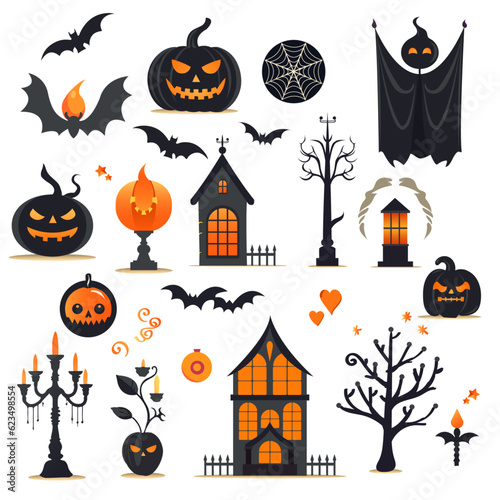 set of halloween objects