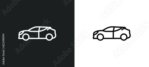 hybrid car icon isolated in white and black colors. hybrid car outline vector icon from transportation collection for web, mobile apps and ui.