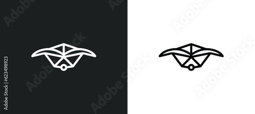 hang glider icon isolated in white and black colors. hang glider outline vector icon from transportation collection for web, mobile apps and ui.